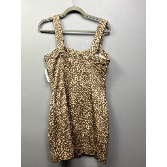 Jessica Simpson Jumper Dress Womens Large Leopard Denim Button front NEW - Picture 2 of 8
